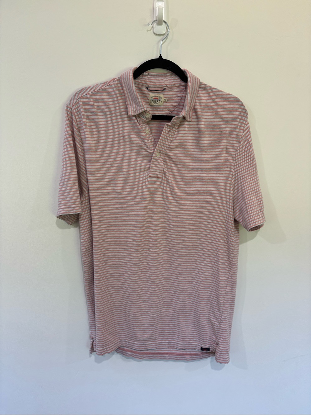 Faherty Striped Short Sleeve Polo T-shirt